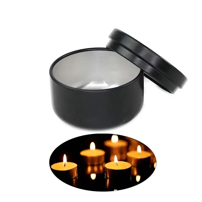 50pcs Aluminum Candle Tin 50ml Round Candle Containers Cosmetic Jars Oil Cream Pot Empty Aromatherapy Sealed Metal Can Travel