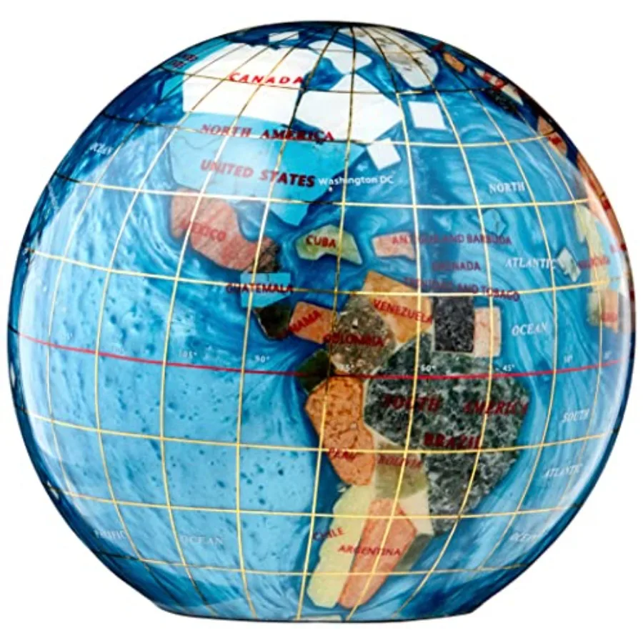 

Unique Art 4.3" 110 mm Diameter Gemstone Globe Paperweight Paper weight