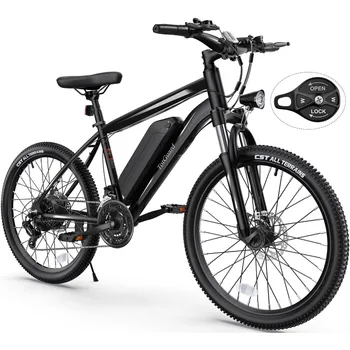 Image 26" Electric Bike for Adults,500W Peak Motor, 19.8MPH, Electric Mountain Bike with 374.4WH Removable Battery, Up to 50 Miles