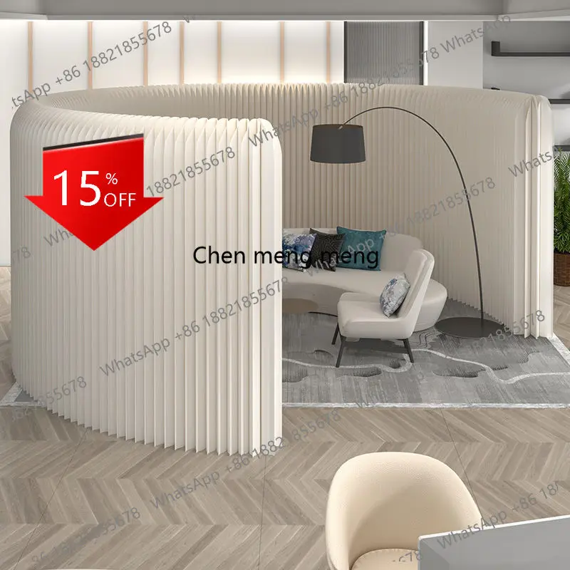 

A139 White Portable Room Divider Folding Organ Paper Partition Movable Wall Panel Screen for Home Office Bedroom