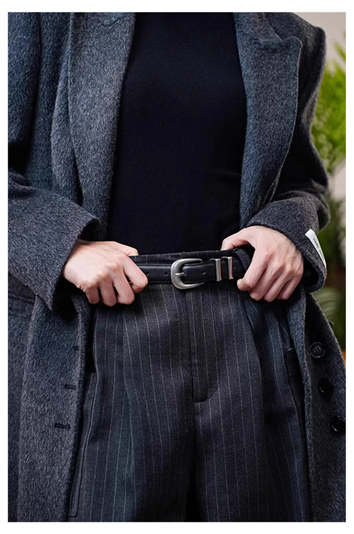 Unisex Vintage Echtleder-Gürtel aus Rindsleder mit Schwarz-Silberner Schnalle, Modisches Accessoire für Männer und Frauen, Geeignet für Jeans – Detail 13