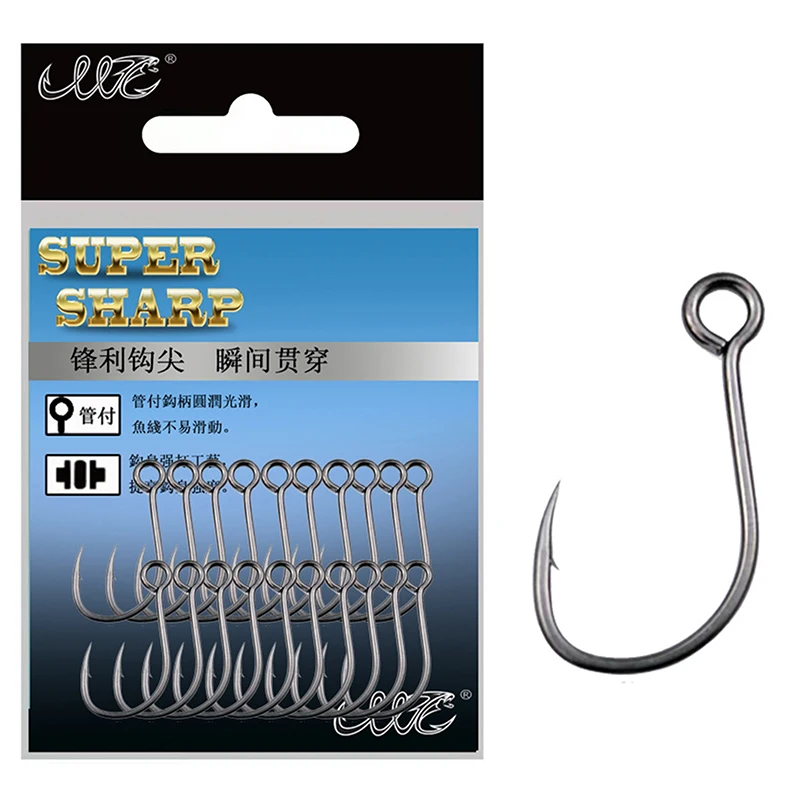 20pcs 4# 6# 8# 10# 12# Big Eye Single Hook Lnline Fish Hooks For Live Bait And Hardbait Single Fishing Hooks Fishing Accessorie