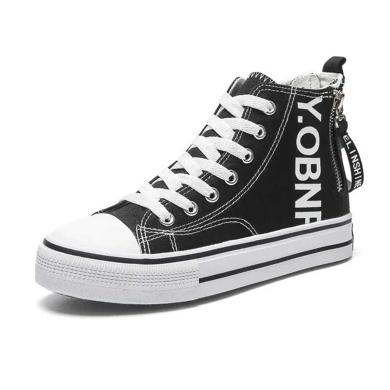 High Top Canvas Shoes for Women Autumn New Anti Slip Women Sports Shoe White Strap Board Shoe Comfort Women Shoe Vulcanize Shoe