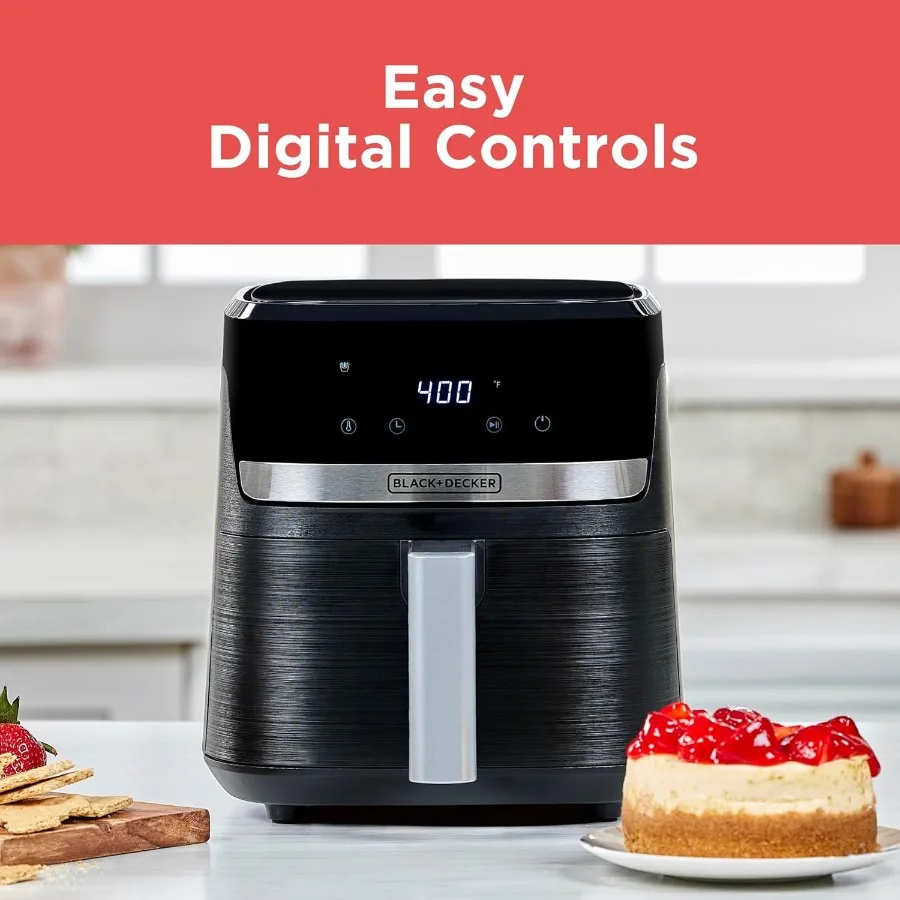 مقلاة هوائية 4QT توفر طعم مقلي عميق مقرمش بدون دهون مثالية للمطابخ المنزلية مع تجفيف الخبز والحرب الأوتوماتيكية