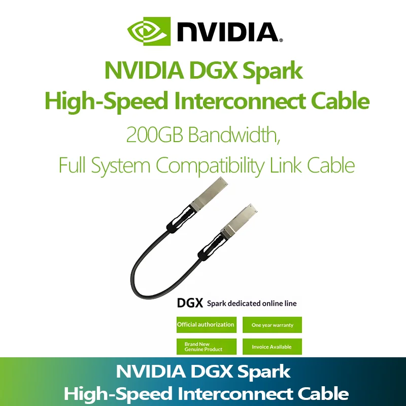 NVIDIA DGX Spark High-Speed Interconnect Cable, 200GB Bandwidth, Full System Compatibility Link Cable