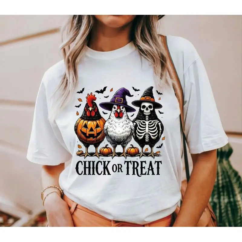 

Футболка Chick or Treat на Хэллоуин, футболка Boo, подарки на Хэллоуин, футболка с призрачным цыпленком