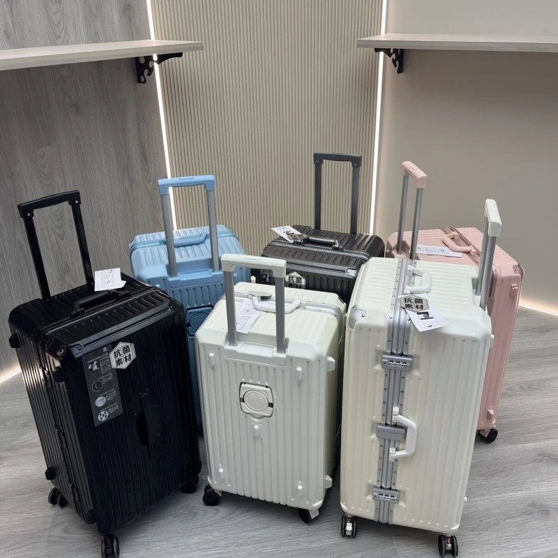 Pull Rod Quality Suitcase Aluminum Frame Luggage with Cup Holder Travel Carrier PC Large Capacity Trolley Case TSA Lock