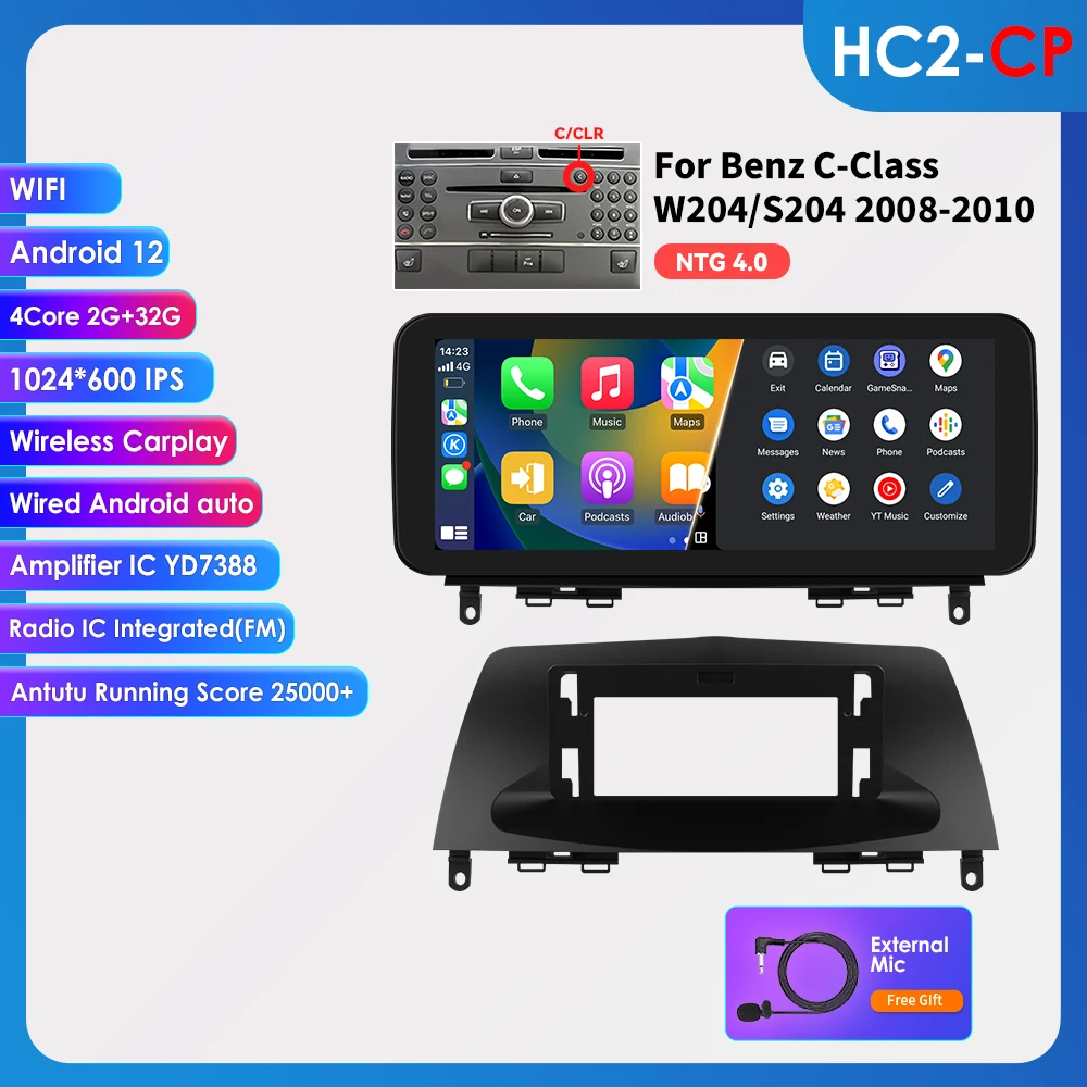 OSSURET 10,25" Autoradio für Mercedes BenzC-Klasse W204 S204 W205 Auto Intelligente Systeme Multimedia Player 2din Carplay Android Auto GPS 3