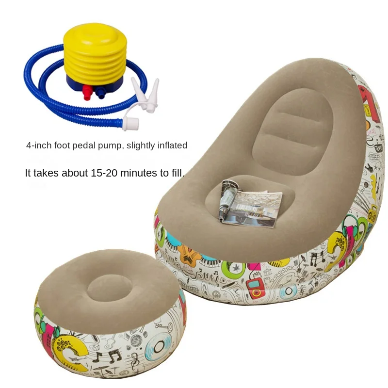 كرسي ترفيهي جديد قابل للنفخ، أريكة مسند ظهر قابلة للطي + مجموعة دواسة القدم، كرسي أريكة، مجهزة بمضخة قدم قابلة للنفخ #4