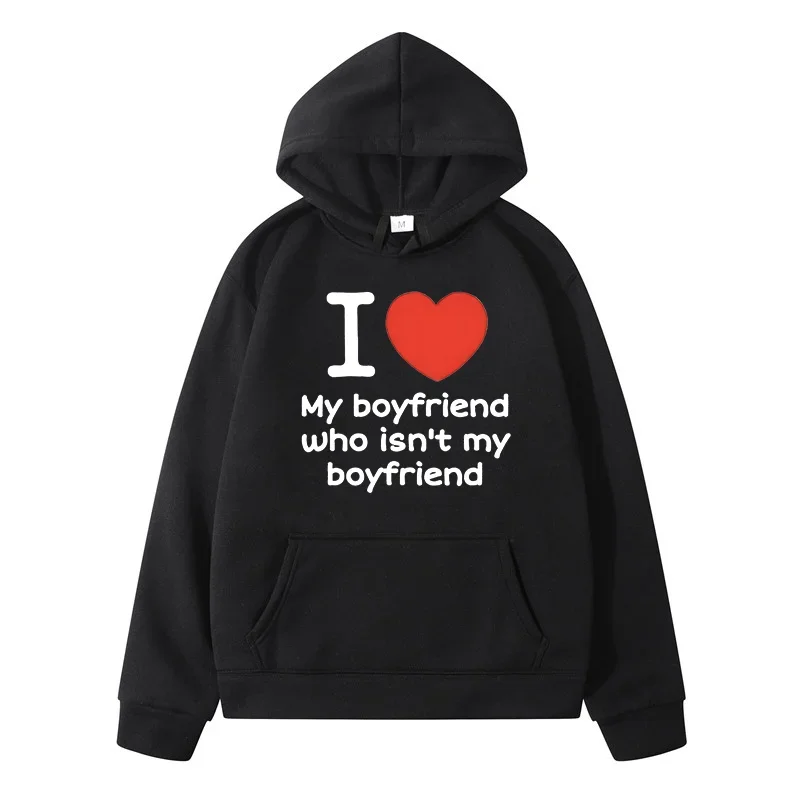 Retro Fun I love my girlfriend Boyfriend T-shirt Couple graphic hoodie Man Boyfriend Cotton casual sports street wear