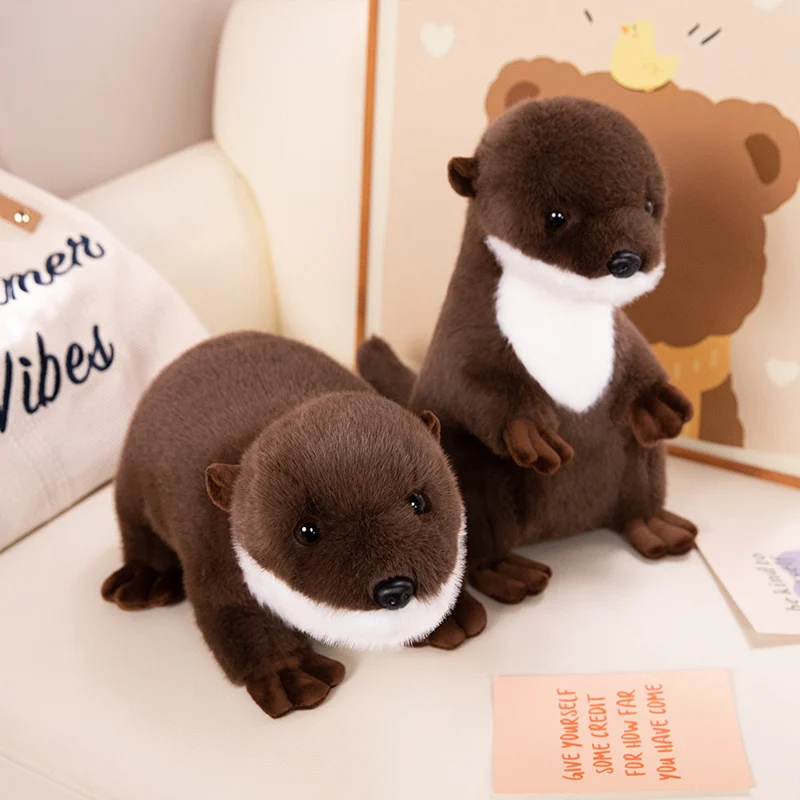 High Quality Simulation Otter Sitting Prone Position Animals Soft Dolls Kawaii Toys  Birthday Xmas Hallowmas Gifts Home Pillow