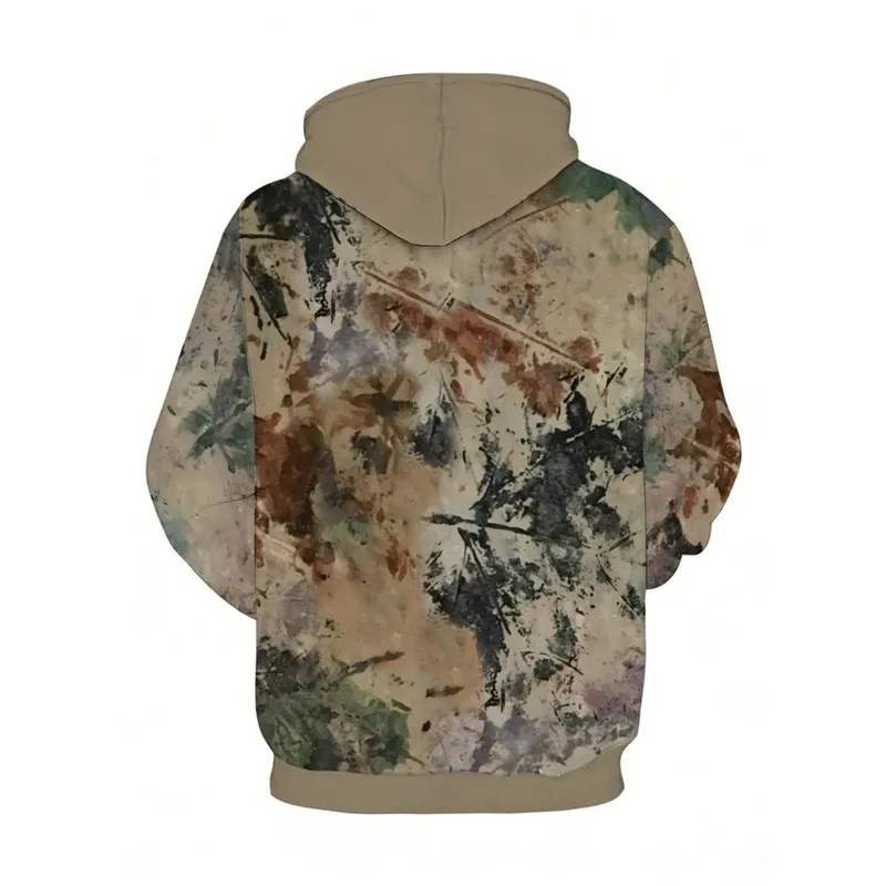 Men Plus Size Abstract Pattern Hoodie Polyester Pullover Soft Color Palette Casual Leisure Artistic Men's Top