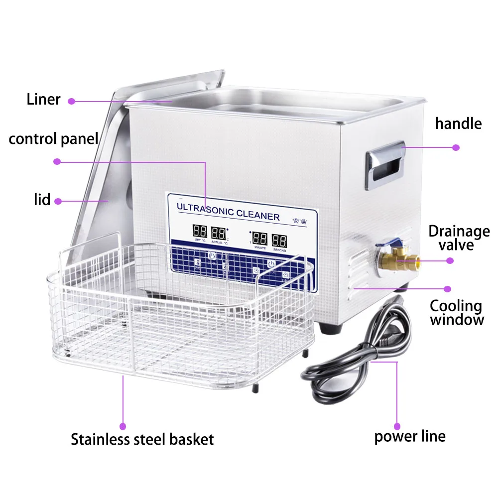 Songscan-Portable Ultrasonic Cleaner, Stainless Steel, Heated Cleaning, Washing Machine, Ultrasonic Appliances, 15L，360W