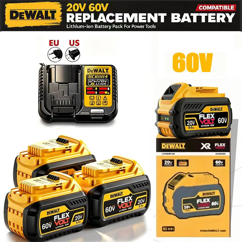 100% Genuine Dewalt 20V Battery, 20V 2Ah 5Ah 6Ah Battery DCB206 DCB209 DCB205 DCB184 For Dewalt Power tool Replacement Battery