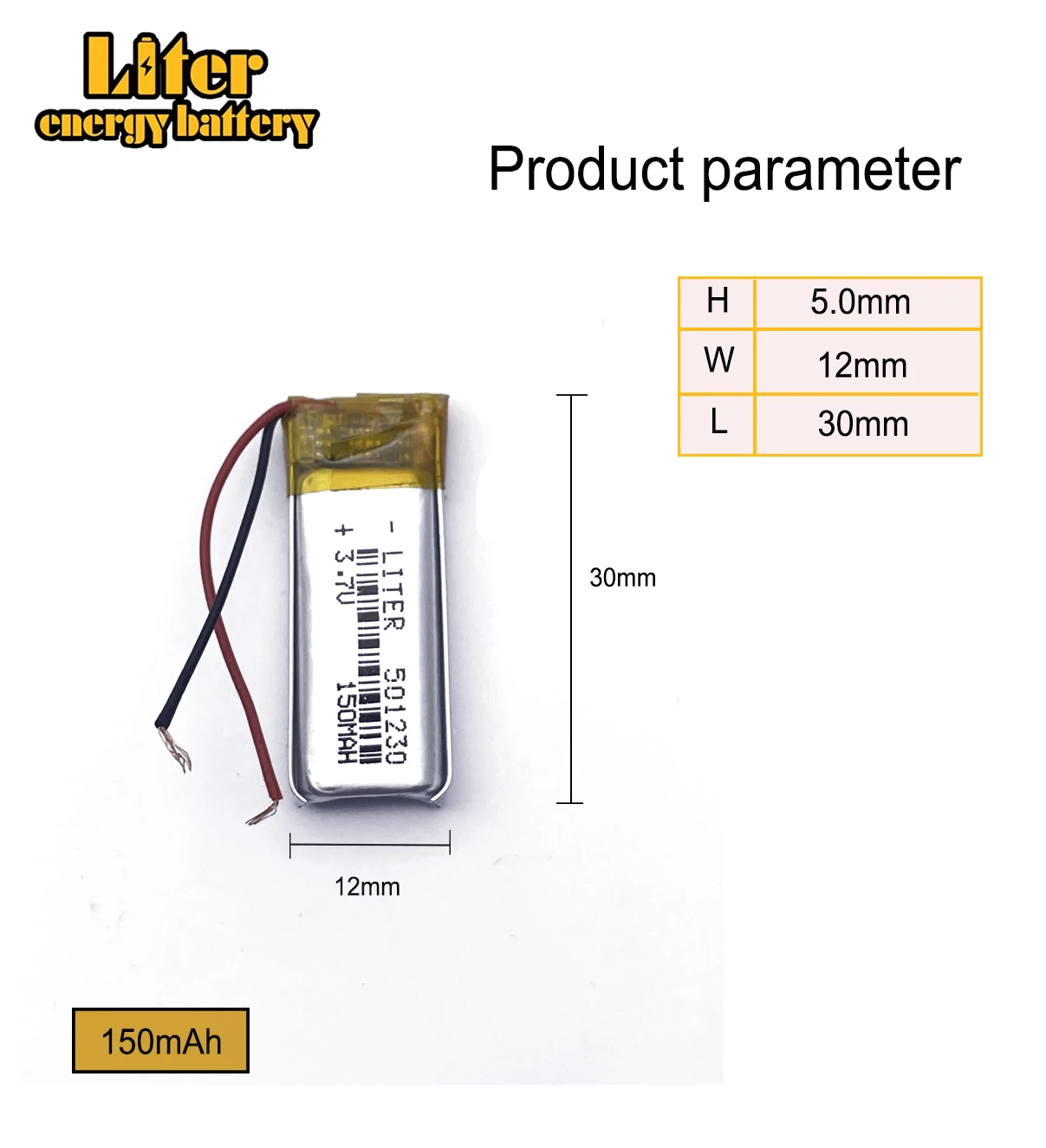 051230 501230 150mah BT150 Bluetooth Headset 3.7V lithium polymer battery