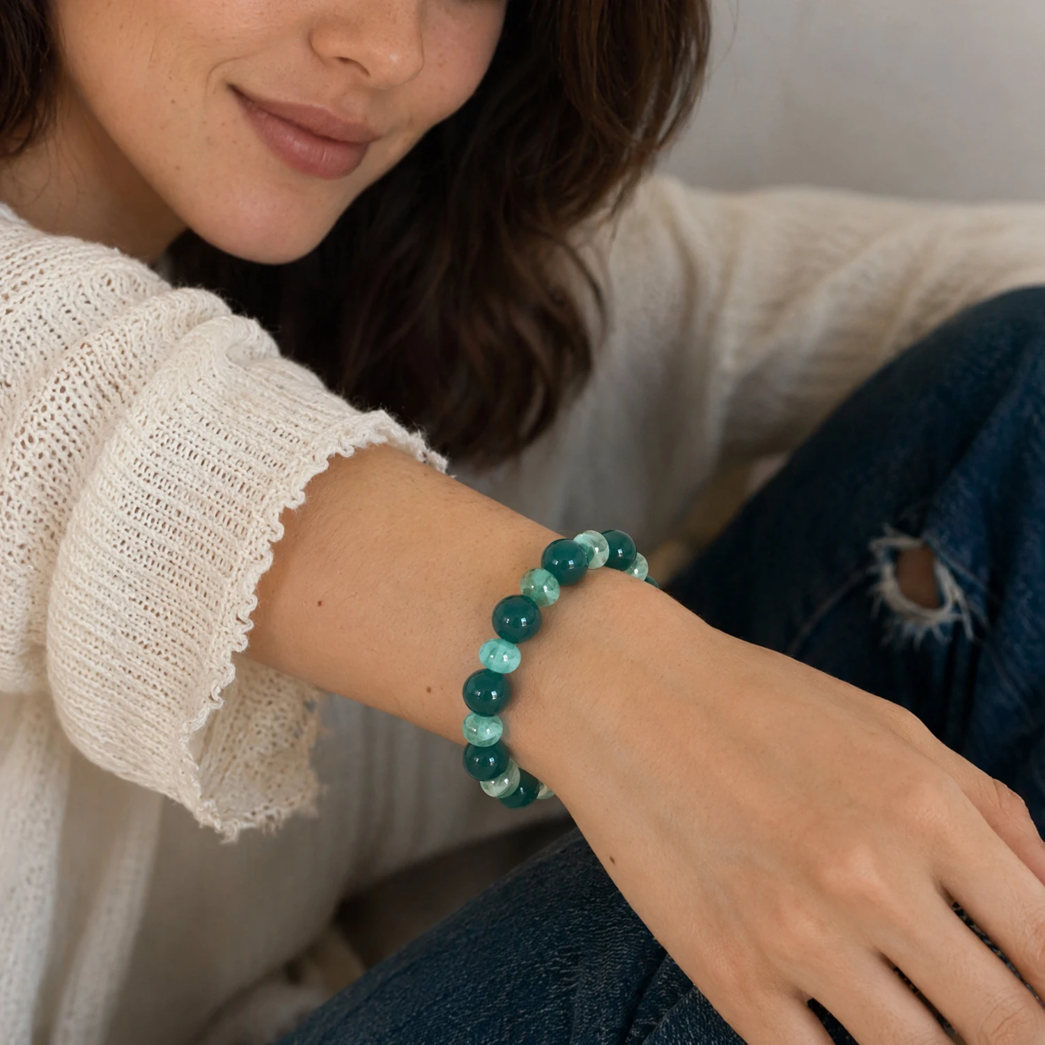 Colorful Acrylic Round Bead Bracelet Waterproof Boho Vivid Jewelry Statement Party Accessories for Women
