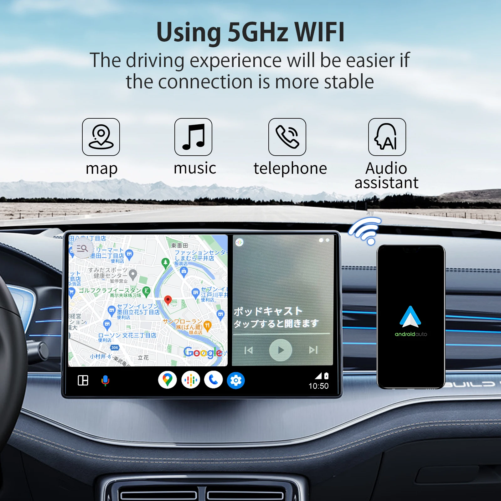 Leranda C1-AA Wireless Android Auto Adapter Car Multimedia Player Wired to Wireless Fast Connect Smart Mini AI Box USB Plug