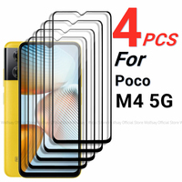 2/4PCS Tempered Glass For Xiaomi Poco M4 5G Screen Protector Xiaomi Poco M4 5G Full Glue Cover Phone Film For Xiaomi Poco M4 5G