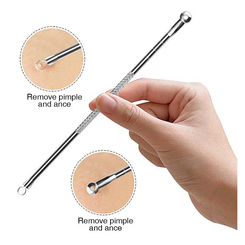 4Pcs Blackhead Acne Remover Set Beauty Skin Care Pore Cleaner Acne Needle Pimple Stainless Steel Pimple Needles Removal Tools