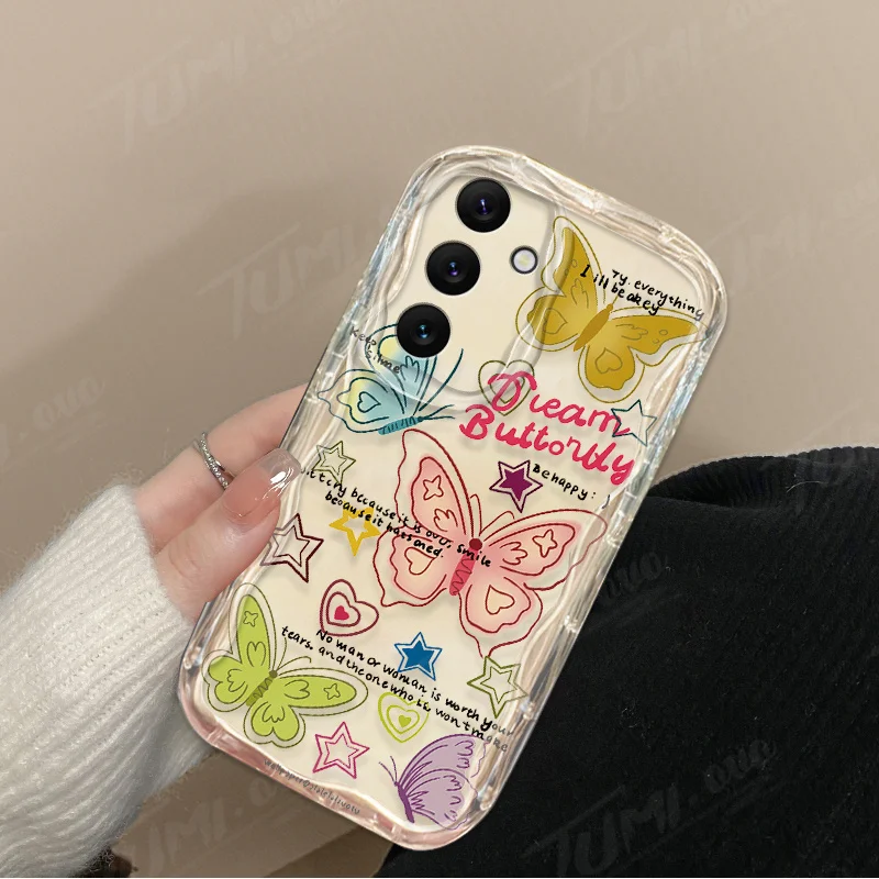 love Heart Butterfly Flower Phone Case For Samsung Galaxy A12 A22 A32 A52 A52S A72 A11 A21S A31 A51 A71 A20 A30 A50 Clear Cover