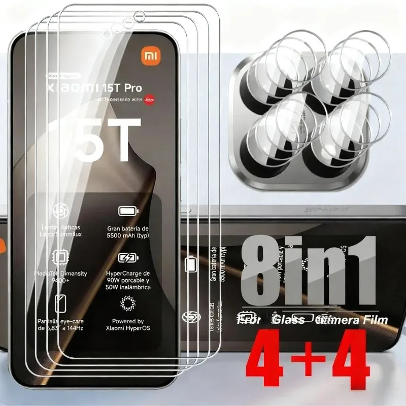 8 in 1 Tempered Glass For Xiaomi 15T Pro 5G Camera Glass Xiaomi15T Xiaomi15TPro 15 T T15 Mi 15TPro HD Lens Screen Protector Film