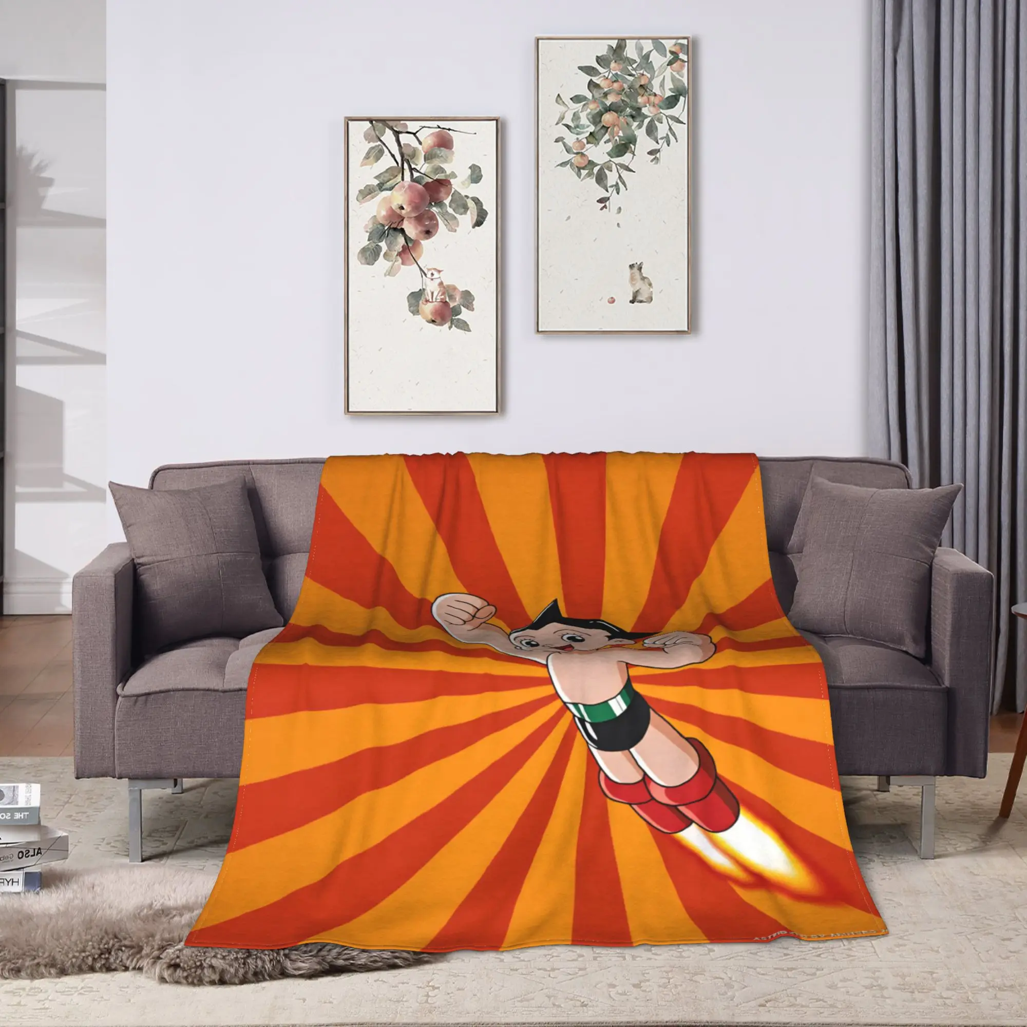 Astro Cartoon Boy Blanket  Picnic Flannel Throw Blanket For Couch Chair Soft Warm Design Quality Bedspread Gift