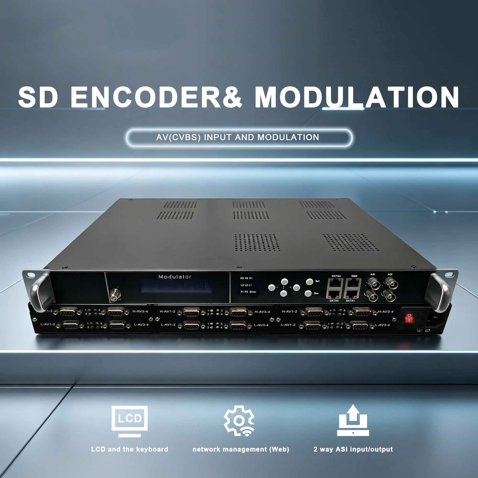 

24-канальный SD-энкодер/модулятор: CVBS в IP, RF, DVB-T, ATSC, DVB-C, ISDB-T, AV в RF-модулятор