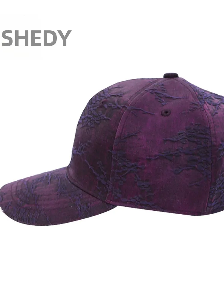 cloud-silk-baseball-cap-with-seven-petal-plum-pattern-oil-thread-casual-style-for-men-and-women-round-top-cap-autumn-season