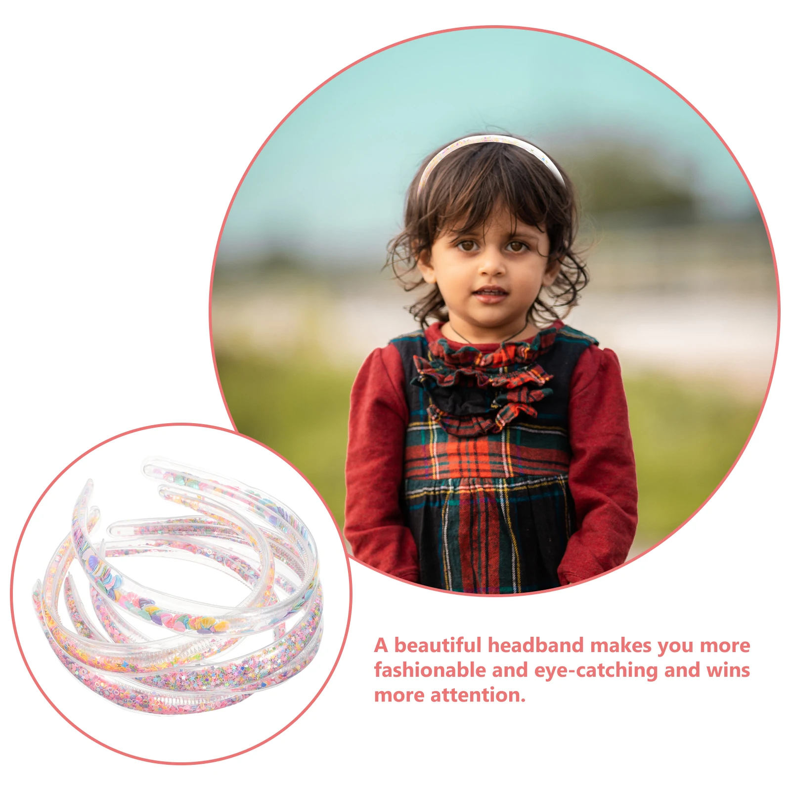 

5pcs Glitter Headbands Sequin Hairband For Little Girls Cute Party Accessories Lightweight Comfortable Easy Wear Costume Stage