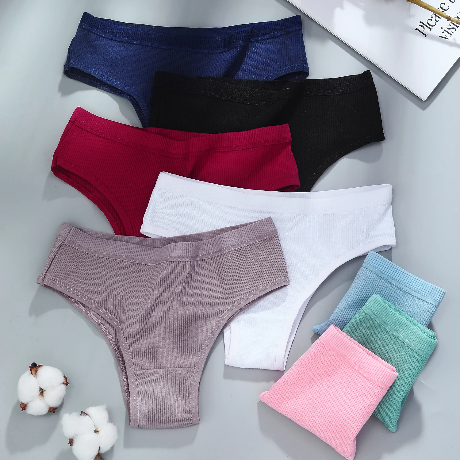 Cotton Panties Stripe Design Pattern Women Panties Underwear Sexy Female Lingerie Briefs Solid Color Intimate Pantys for Woman