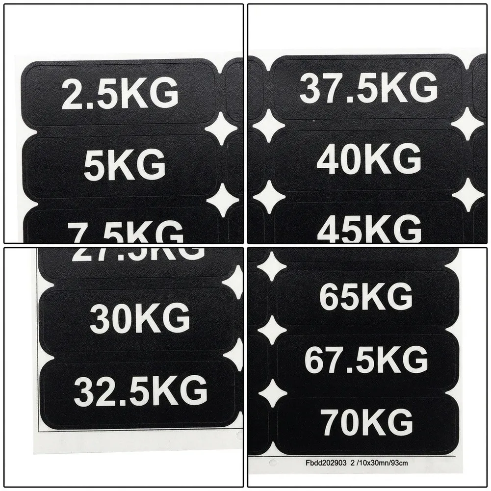 2pcs Gym Weight Stack Labels Plastic Self-Adhesive Stickers for 2.5kg to 70kg Weight Increments Compatible with Metal Surfaces