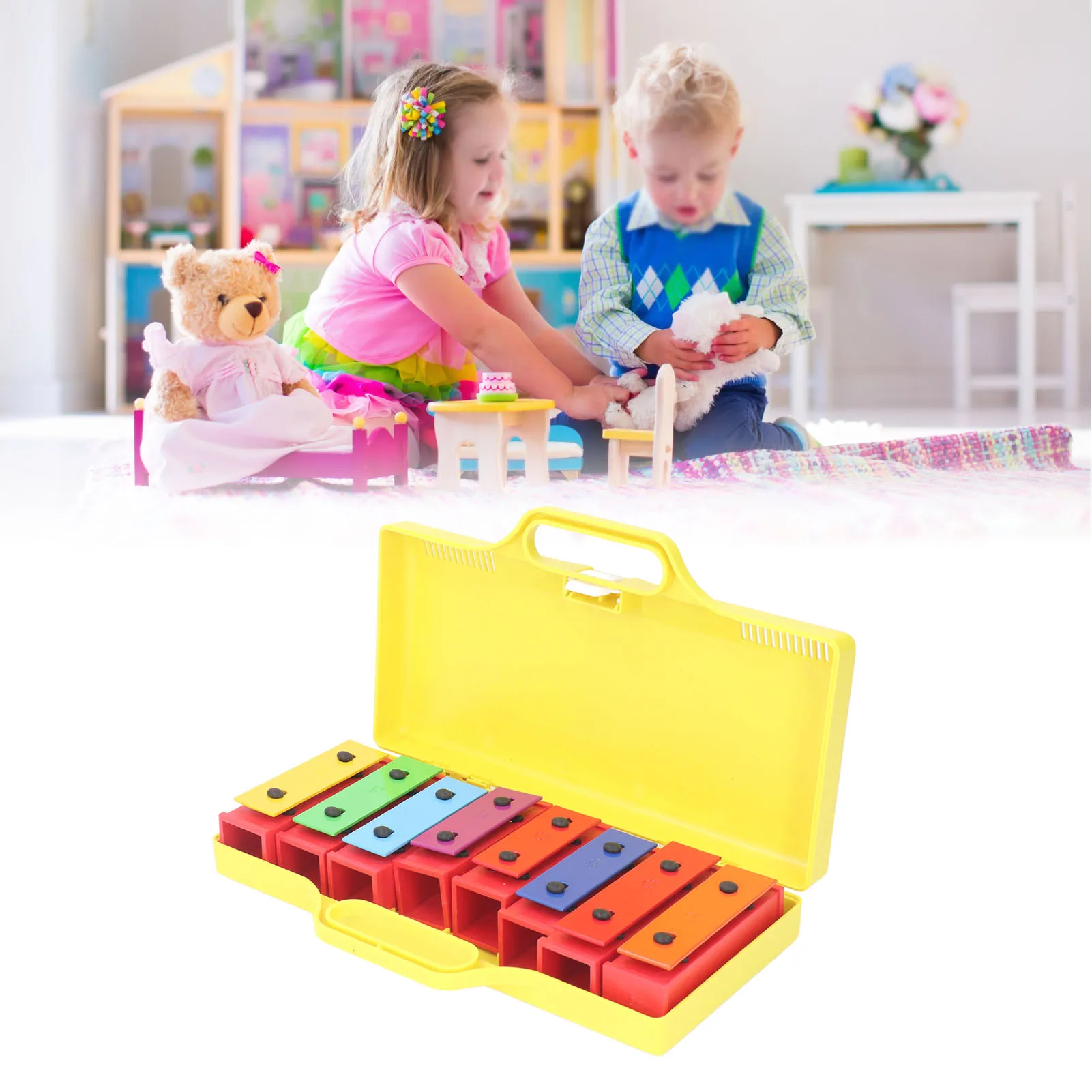 ZK30 8 Note campane risonatore colorate con custodia piastre rimovibili custodia in plastica strumento a percussione martello giocattolo musicale per bambini