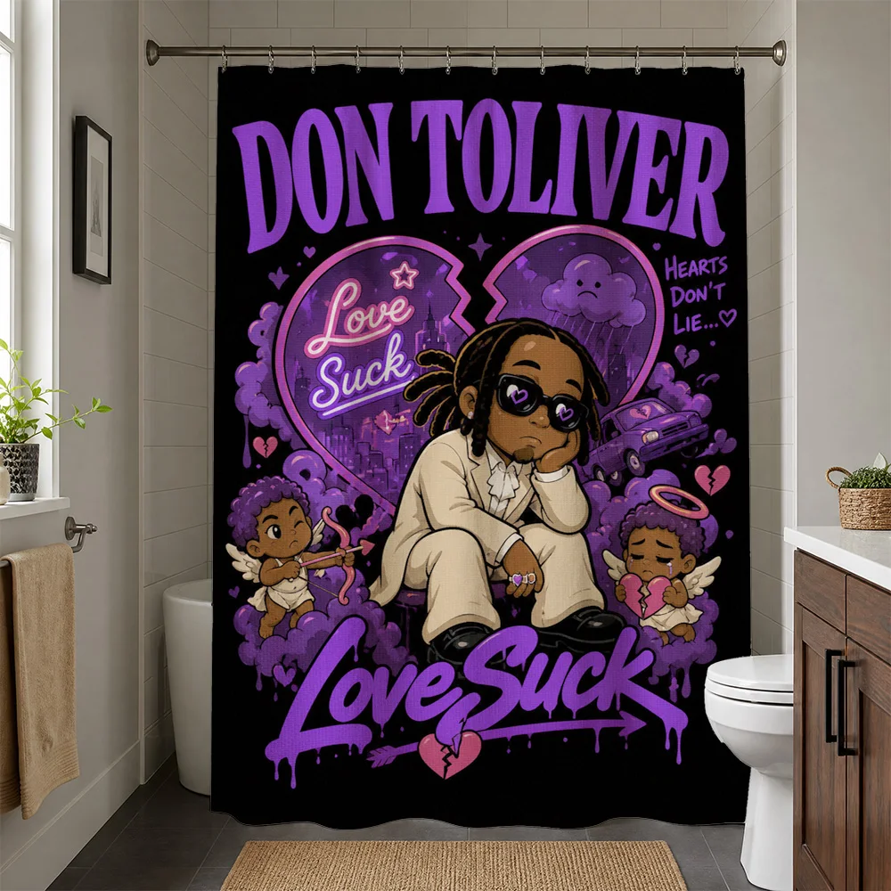 Waterproof Shower Curtain Liner Don Toliver Love Suck Meme Pop Culture Hip Hop Graphic Bathroom Decor Trendy Art Gift for Men Wo
