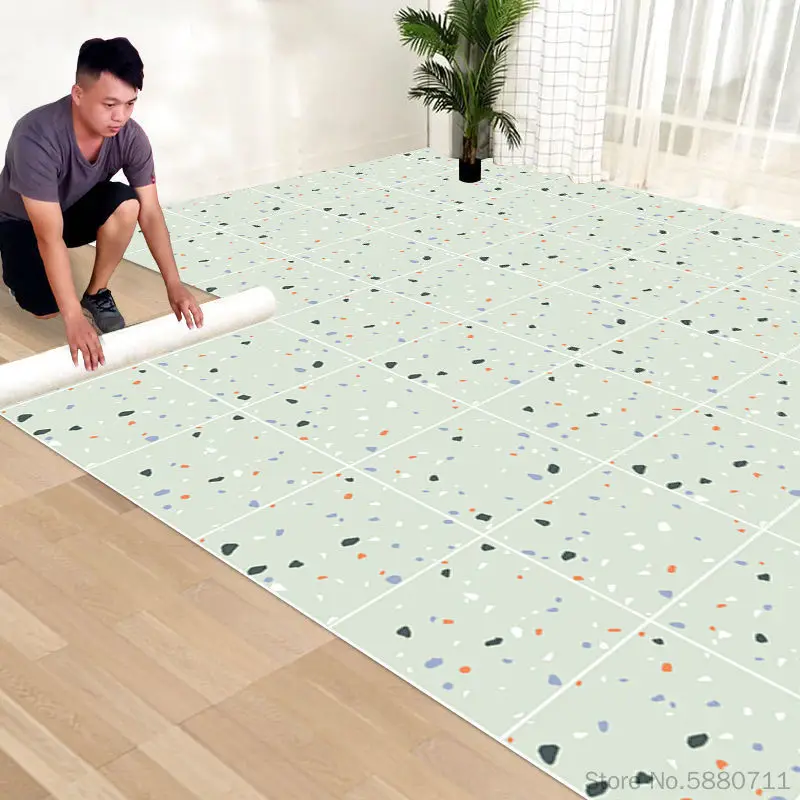 

Self-Adhesive Floor Wallpapers Bathroom Waterproof Floor Stickers Thick Wear-Resistant Pvc Kitchen Non-Slip Floor Wall Stickers