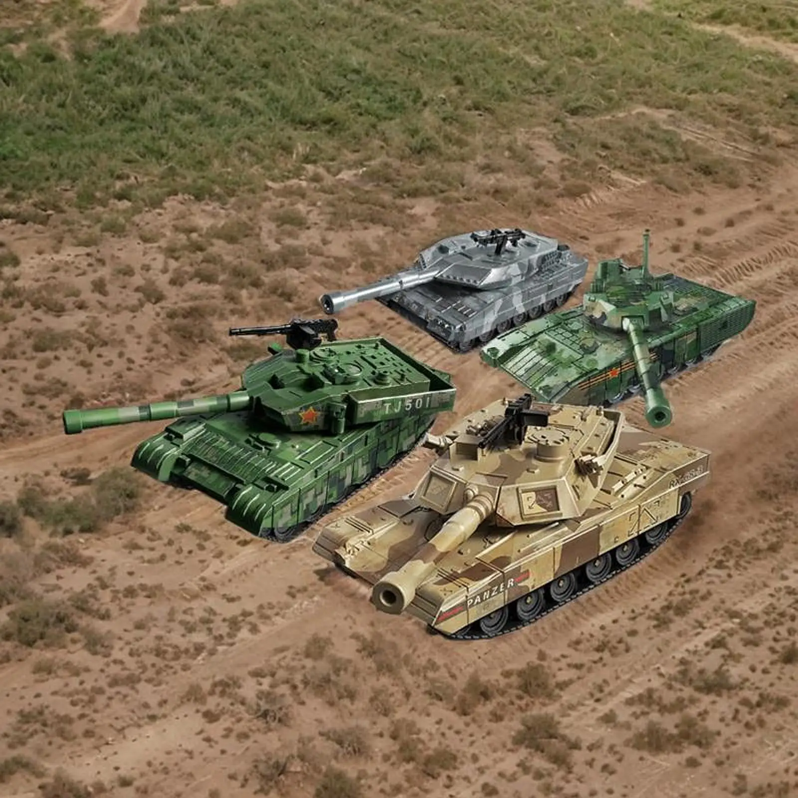 Modèle de char 4 pièces modèle de char moderne 4D, modèle de construction d'ornement, modèle de véhicule à roues à collectionner pour les filles, les vacances des garçons