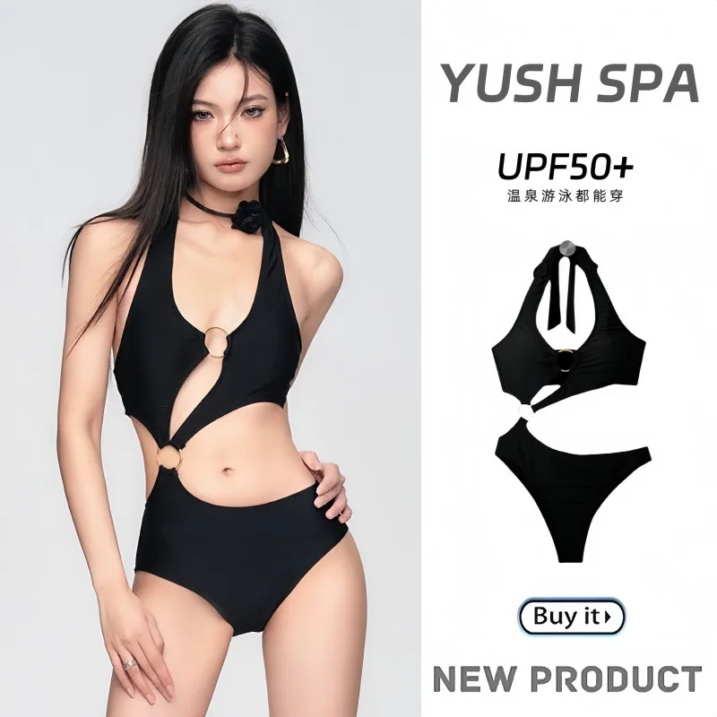 

Swimsuit Women's 2025 New High-end Cool and Sexy Fashion White Black Hot Spring Vacation Triangular Bikini Swimsuit
