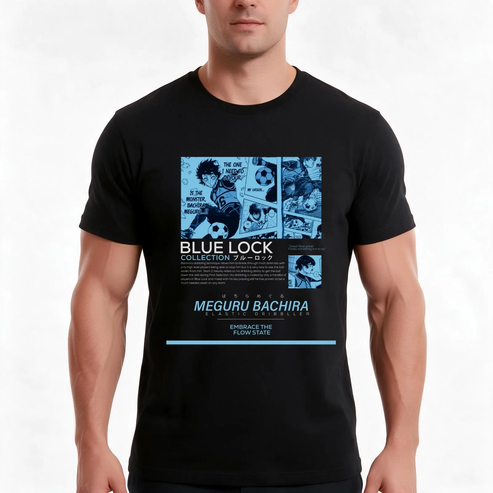 Meguru Bachira Street Wear T-Shirt, Summer Casual Cotton Tee, Oversized Streetwear Tops, Vintage Graphic Print, Unisex Men Women