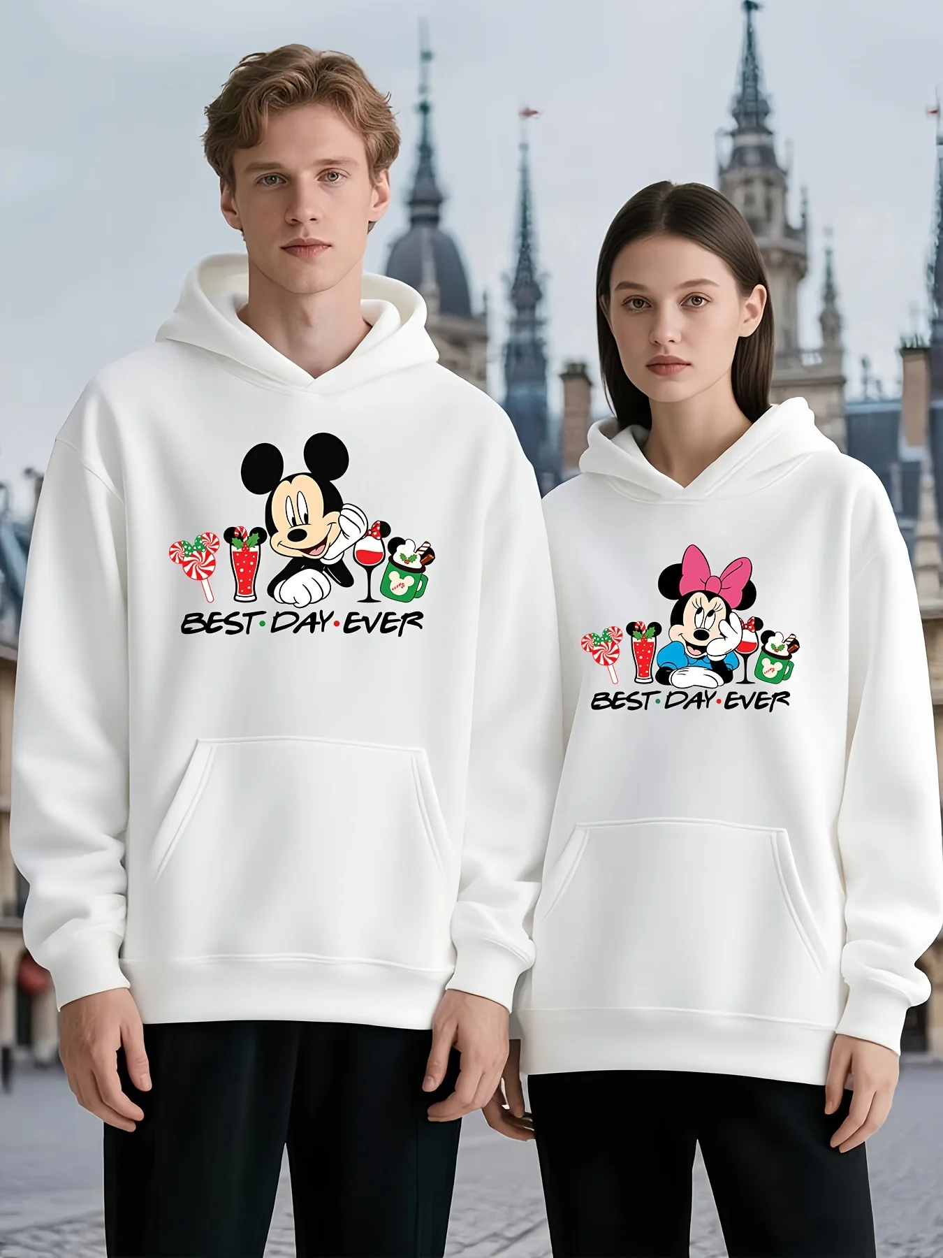 

Couple Hoodie Mickey Minnie Men Women Parent-child Family Autumn Winter Boys Girls Oversized Hooded Sweater Casual Long-sleeved