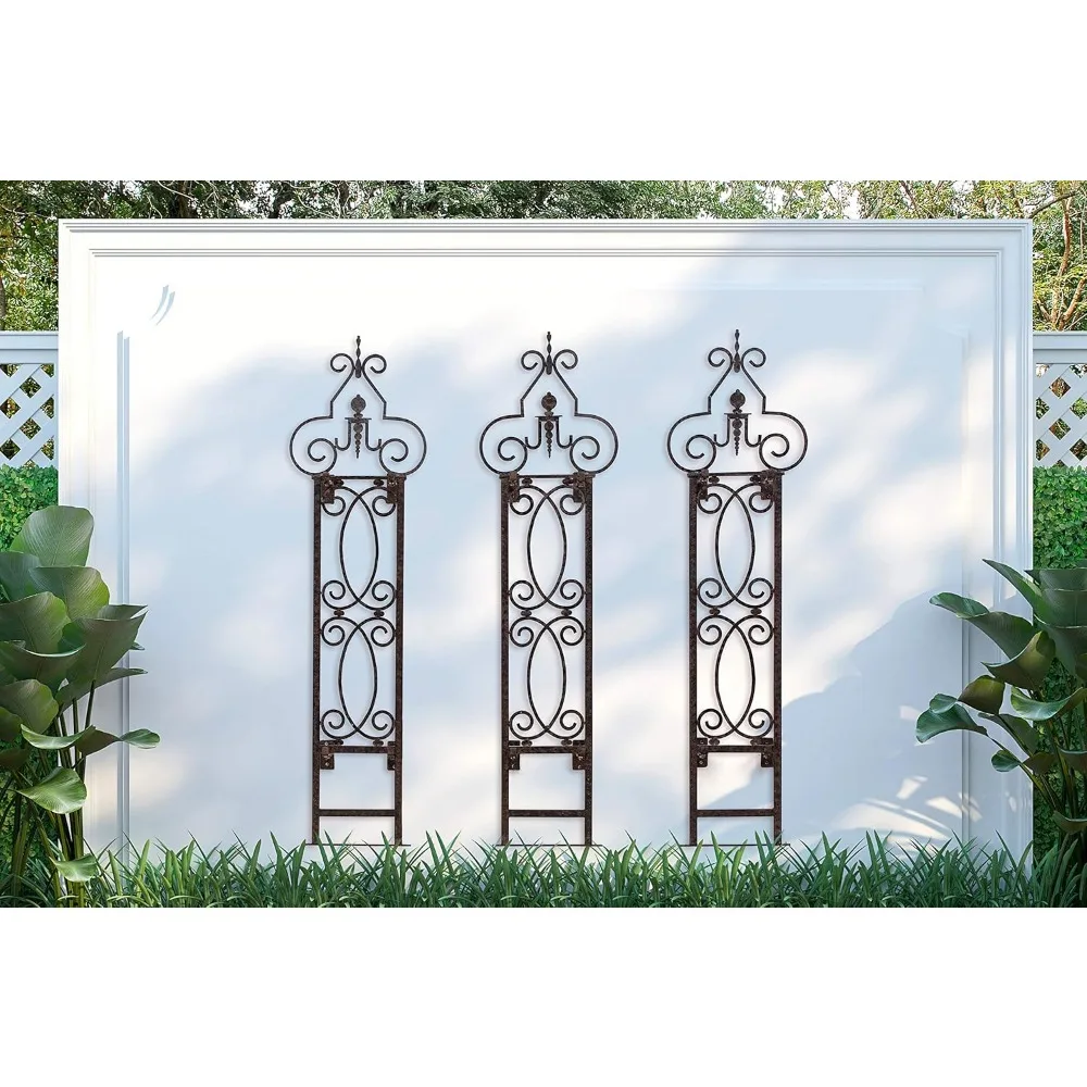 تعريشة ديكور جدارية معدنية خارجية لنباتات التسلق - لوحة حديقة فنية مثالية لشاشة الخصوصية من كروم الورود مع دعامة