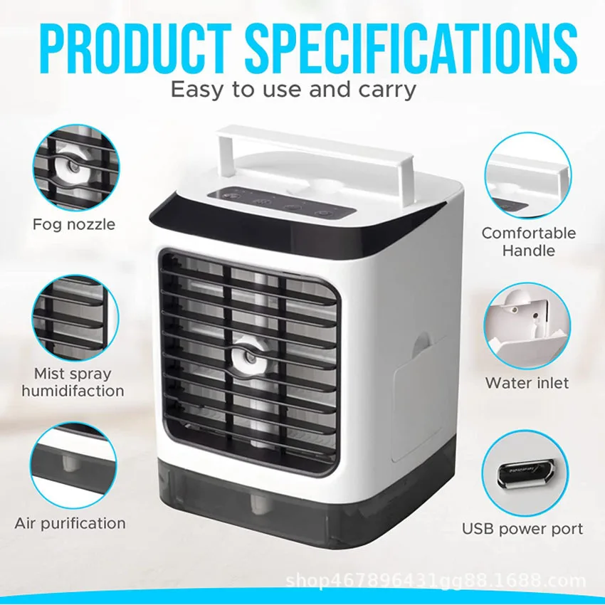 Portable Remote Control Mini Air Conditioner Fan Usb Personal Cooling Fan Spray Humidifier For Home Office Bedroom Travel New