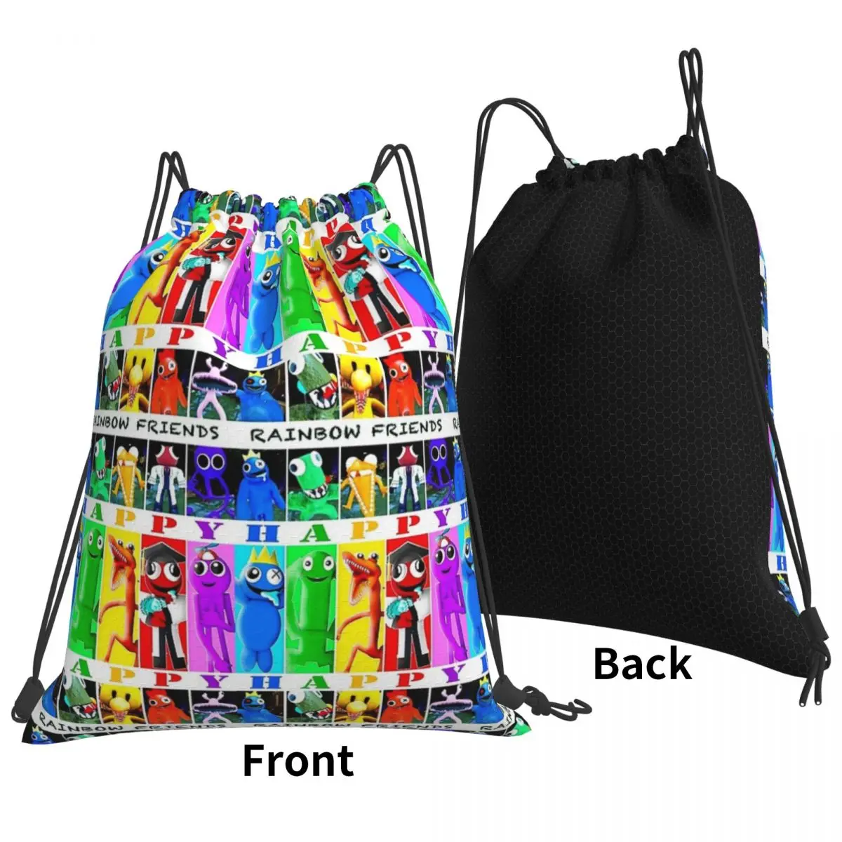 Rainbow Friends Happy Happy Backpacks Fashion Drawstring Bags Drawstring Bundle Pocket Shoes Bag Book Bags For Man Woman School