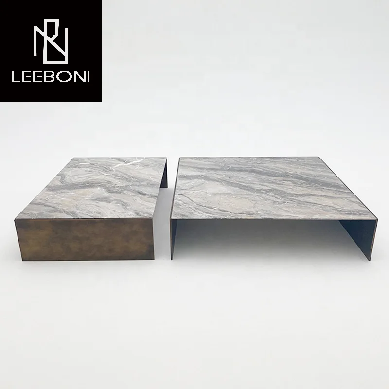 Hot Sale Nordic Style Rectangle Luxury Marble Table Set Sitting Room Coffee Table