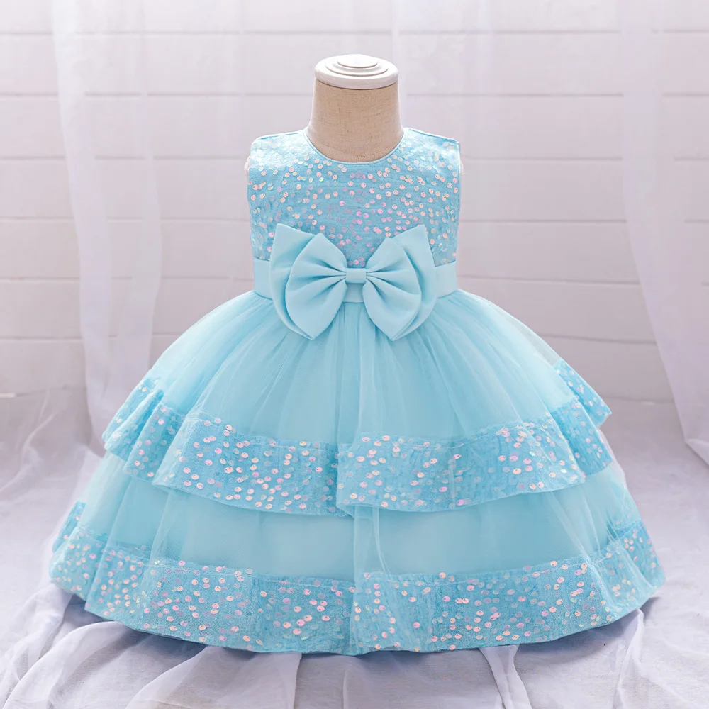 Baby Girl Layered Dress New Party Dresses Girls 1st Birthday Princess Formal Ball Gown Toddler Fashion Evening Sequin Costumes