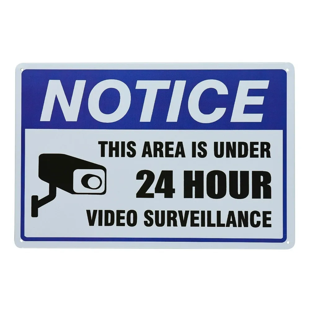 Video Surveillance Sign, Security Camera Warning Sign  Rust Free Metal UV Printed Easy to Mount Indoors