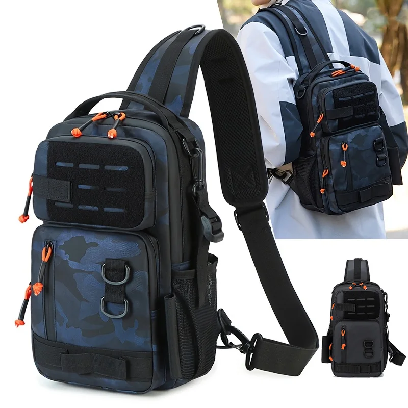Tactical Fishing Lure Chest Bag Backpack Accessories Outdoor Camping Hiking Bag with Rod Holder Men Molle Fishing Hunting Bags