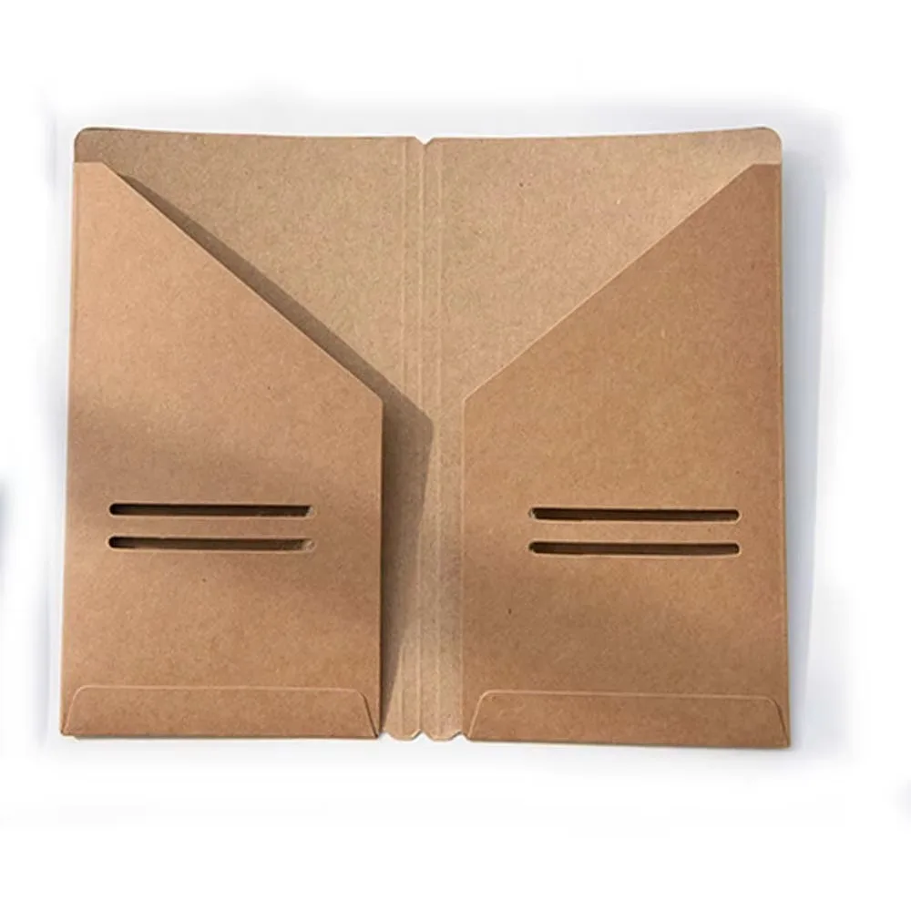 3pcs Kraft Paper File Holder Portable Standard/Pocket/Passport Card Pocket Storage Foldable Traveler Notebook Travel Journal