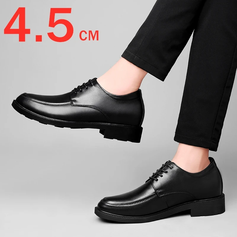 High Quality Genuine Cow Leather Men Dress Shoes Hidden Heel Elevator Shoes  4.5CM Height Increased Shoes For Men Fashion Wedding - AliExpress 322