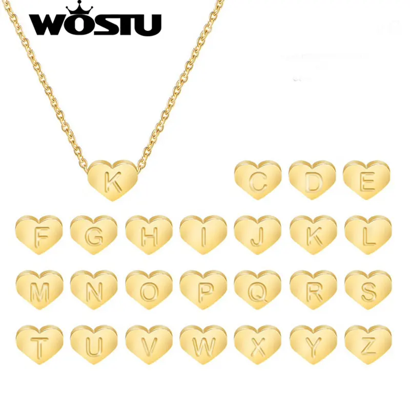 WOSTU Letter heart Charms bracelet pendant Necklace Gold Plated Handmade bracelet Wholesale dropshippingjewelry