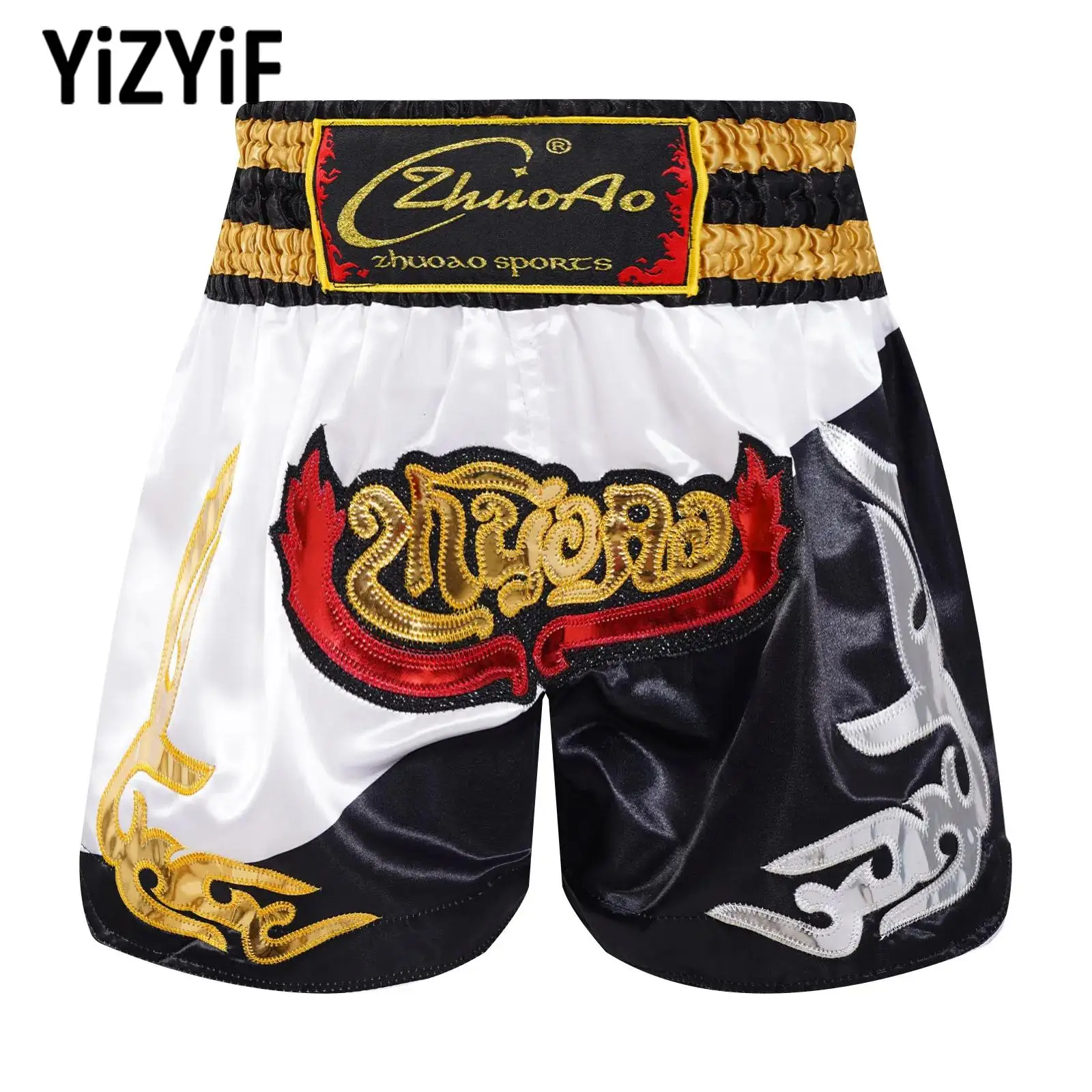 

Color Block Boxing Trunks Athletic Boxing Exercise Short for Kids Boys Wide Elastic Waistband Short Training Workout Gym Costume