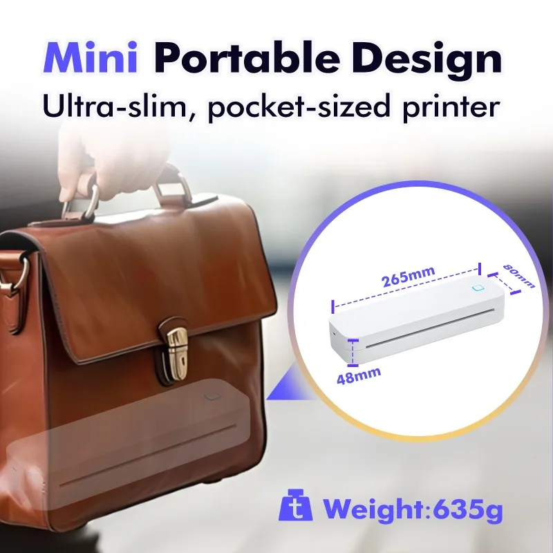 D80 New A4 Printer Portable Bluetooth Home Inkless Document Printer Home Thermal Printer